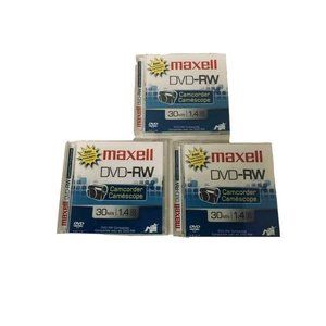 Maxell‎ DVD RW 30 min  1.4GB  3 Pack New